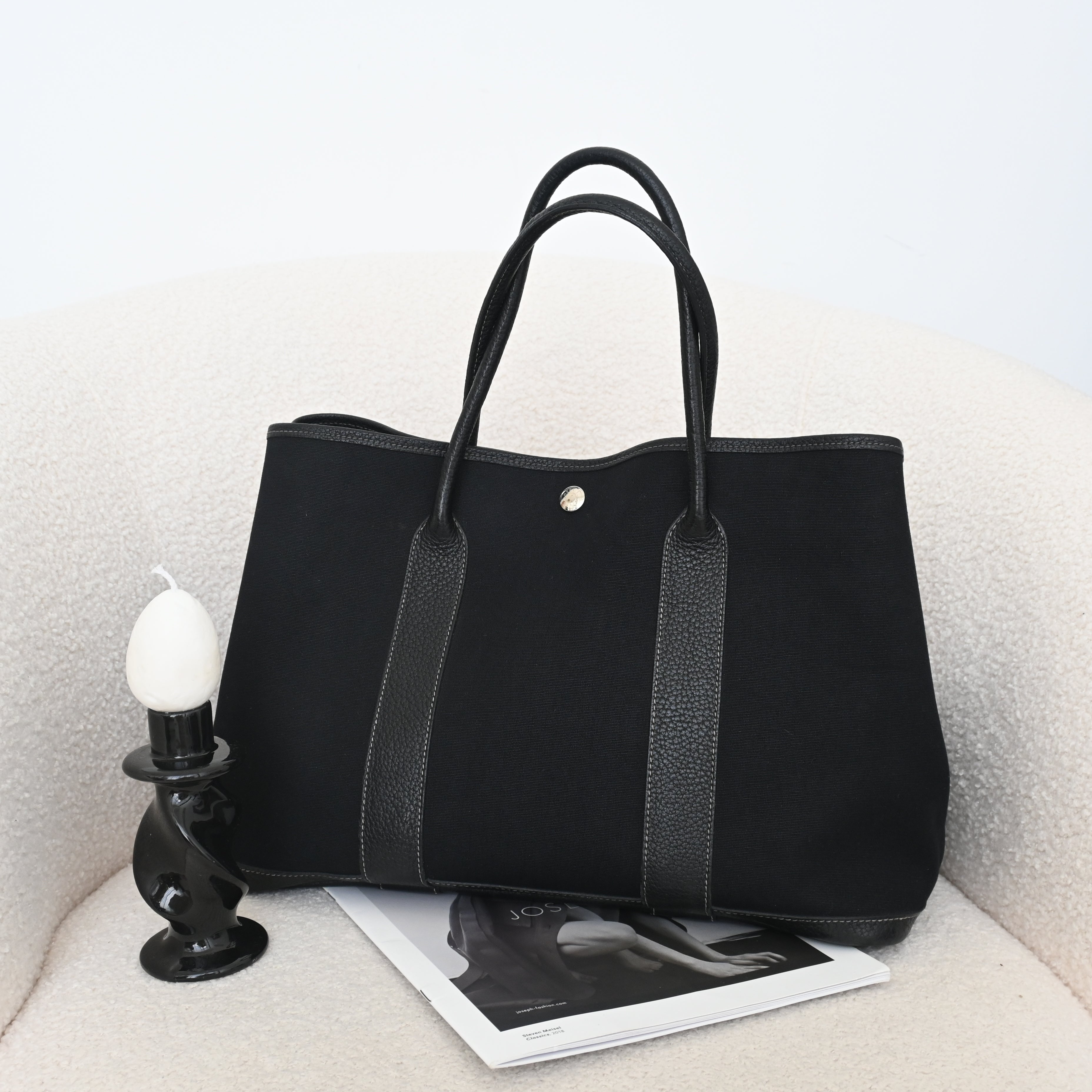 Hermès Garden Party 36 PM Toile Officier × Negonda Black SHW - T:2015 - Leluxe Vintage Sdn. Bhd.