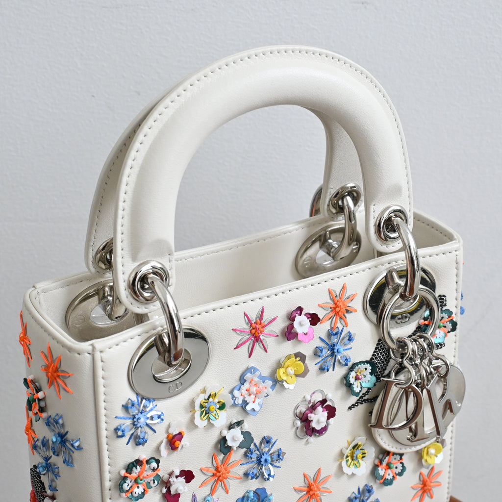 Christian Dior Sequin Floral Embroidered Mini Lady Dior