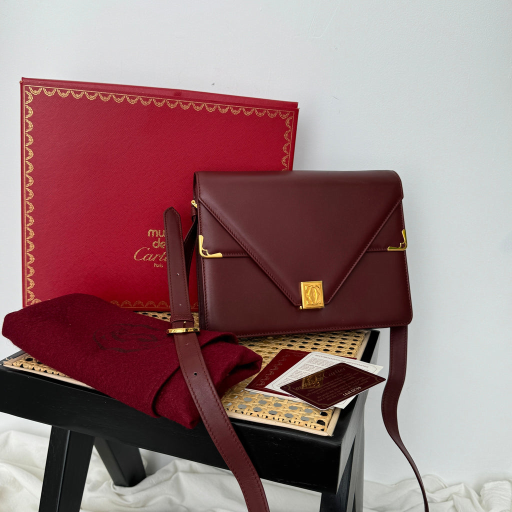 Cartier Must De Cartier Bordeaux Envelope Bag - Leluxe Vintage Sdn. Bhd.