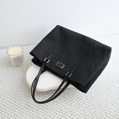 Fendi Zucchino Black Canvas Tote