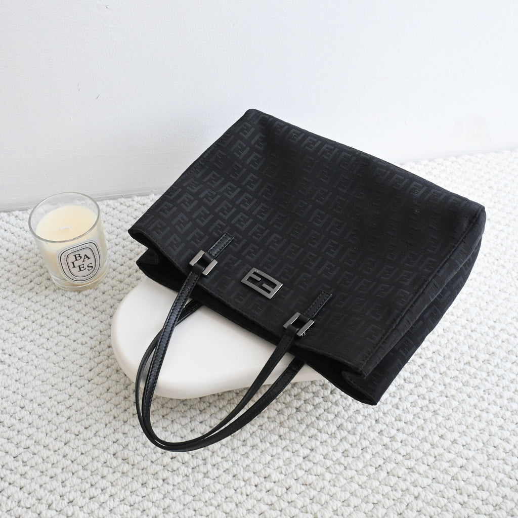 Fendi Zucchino Black Canvas Tote - Leluxe Vintage Sdn. Bhd.