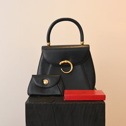 Cartier Panthere Black Leather Handbag