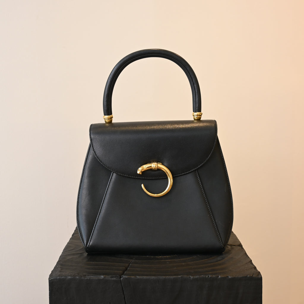 Cartier Panthere Black Leather Handbag - Leluxe Vintage Sdn. Bhd.