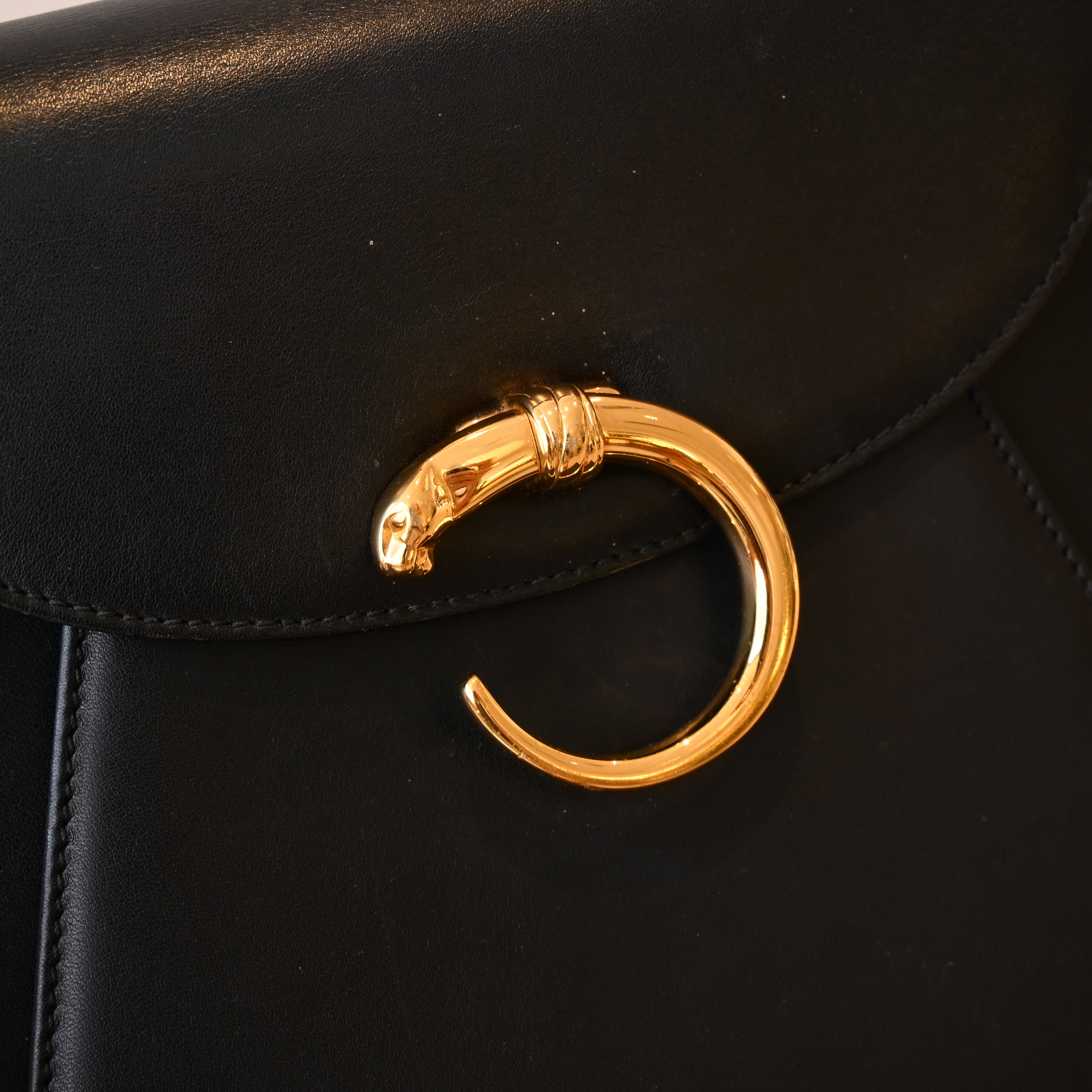 Cartier Panthere Black Leather Handbag - Leluxe Vintage Sdn. Bhd.