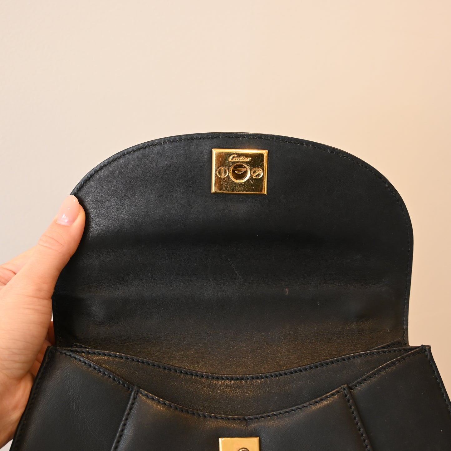 Cartier Panthere Black Leather Handbag