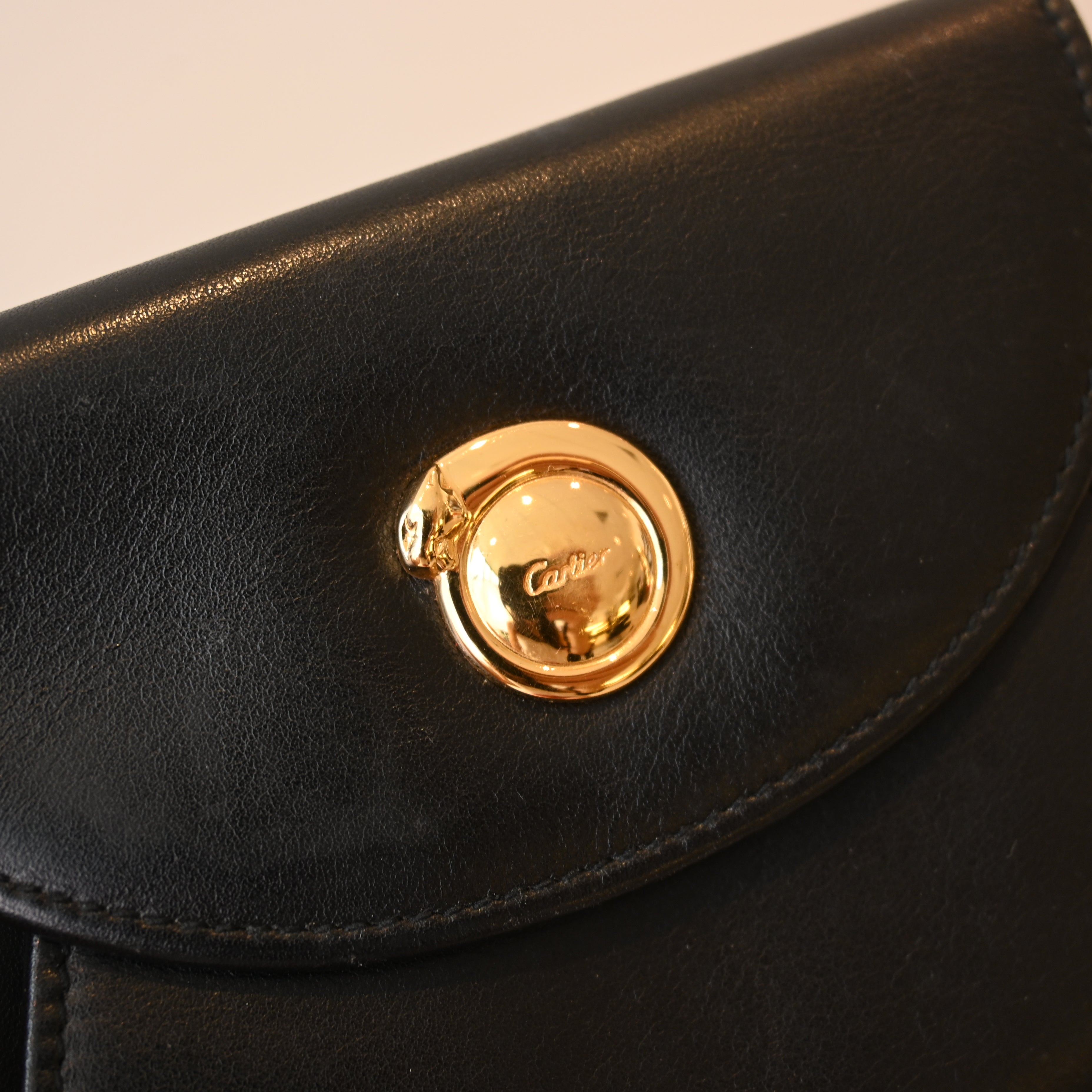 Cartier Panthere Black Leather Handbag - Leluxe Vintage Sdn. Bhd.