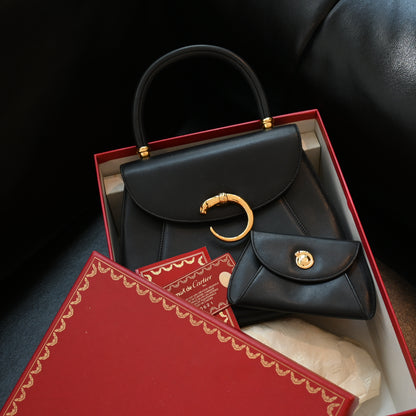 Cartier Panthere Black Leather Handbag