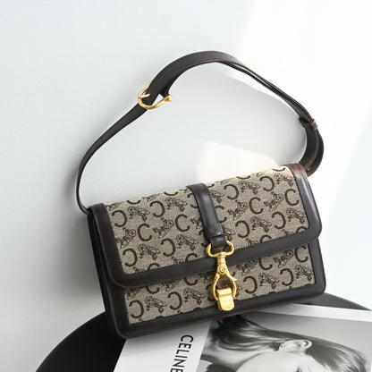 Celine Macadam Triomphe Brown Shoulder Bag