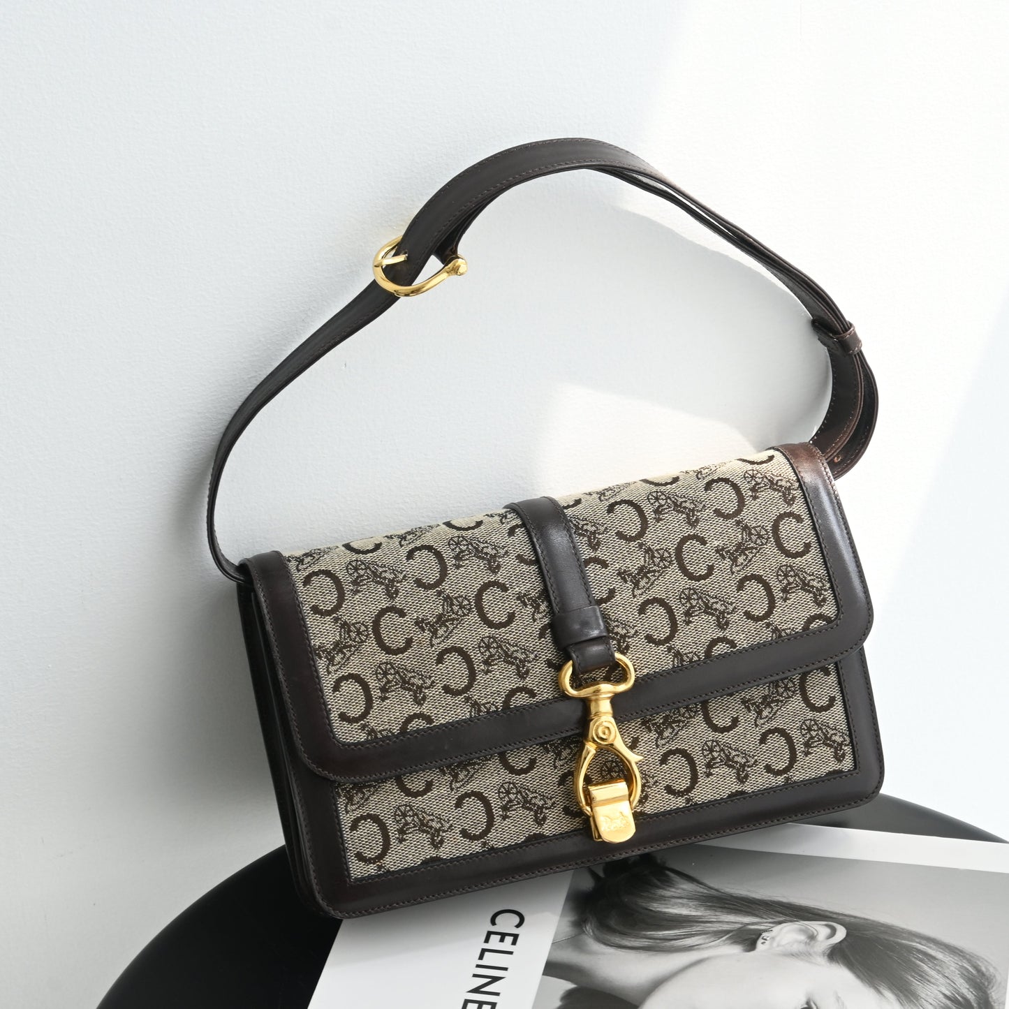 Celine Macadam Triomphe Brown Shoulder Bag