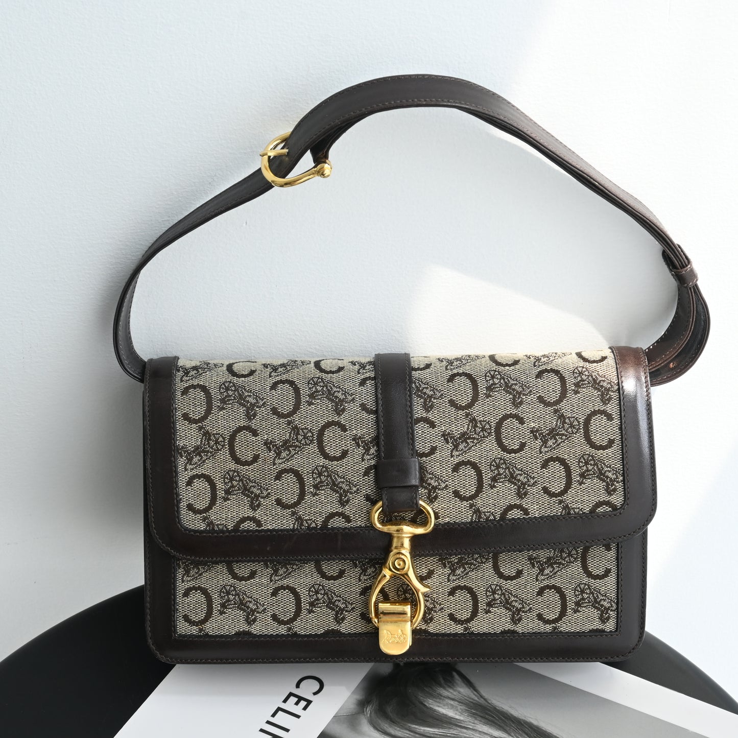 Celine Macadam Triomphe Brown Shoulder Bag