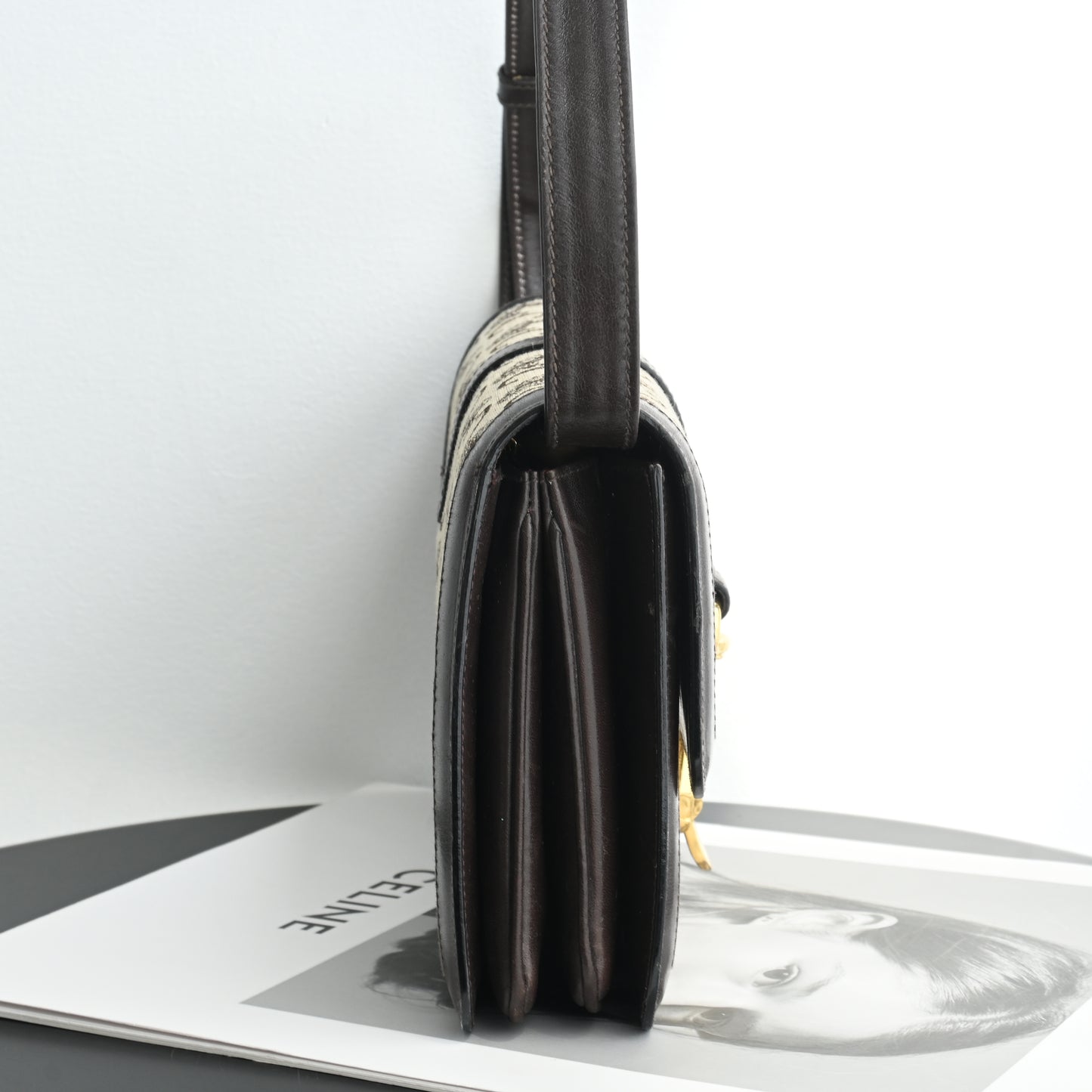 Celine Macadam Triomphe Brown Shoulder Bag