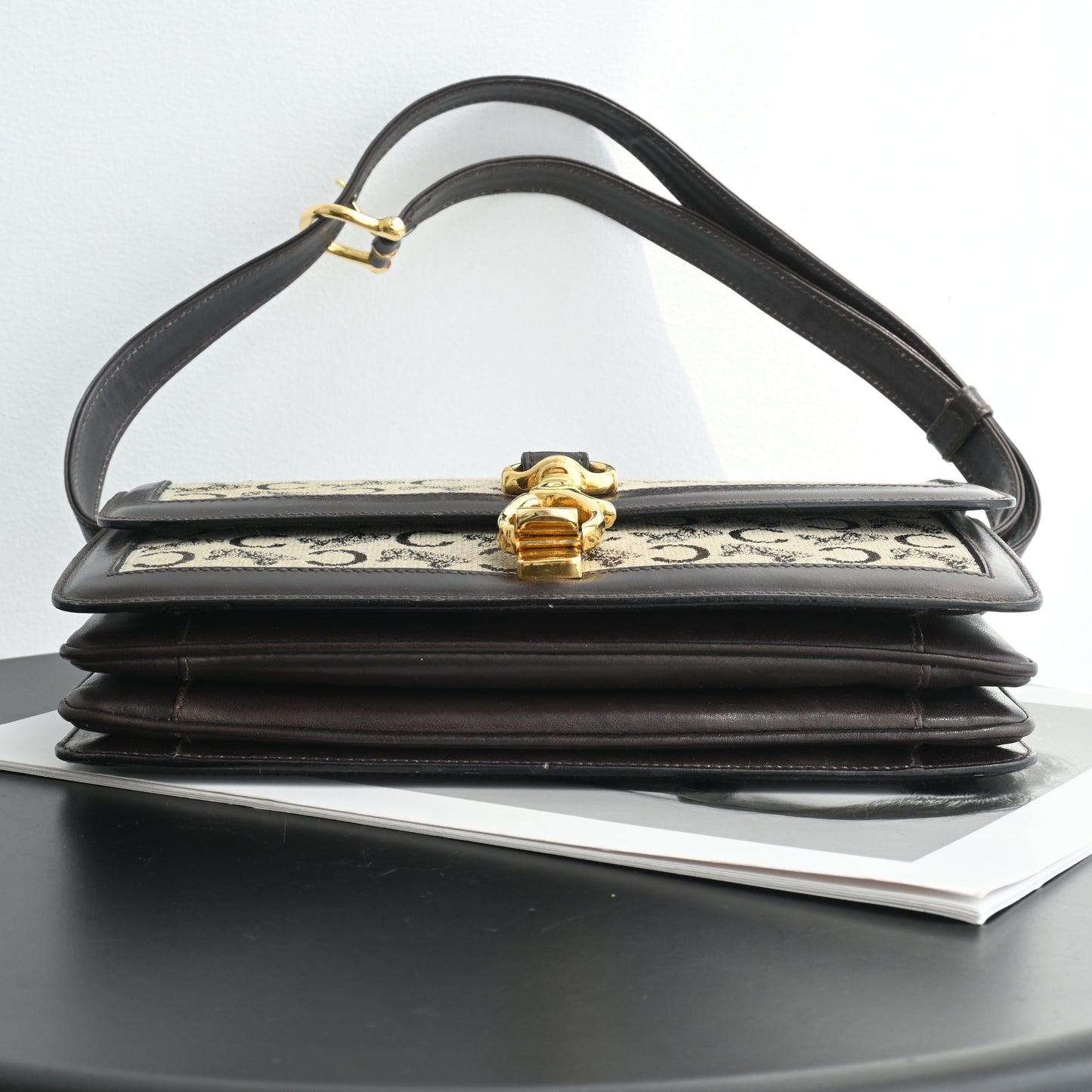 Celine Macadam Triomphe Brown Shoulder Bag