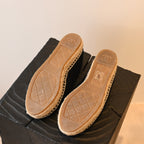 Chanel Black Tweed Leather Flats Espadrilles - Leluxe Vintage Sdn. Bhd.