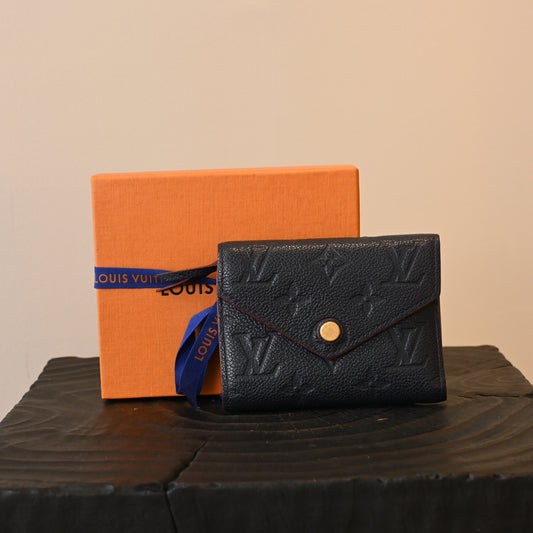 Louis Vuitton Victorine Wallet Navy Embossed Monogram Empreinte