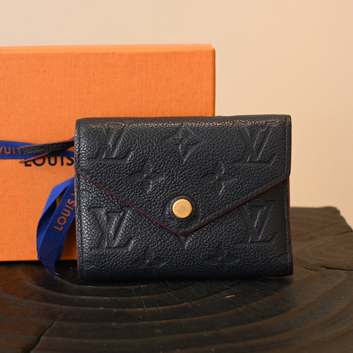 Louis Vuitton Victorine Wallet Navy Embossed Monogram Empreinte - Leluxe Vintage Sdn. Bhd.