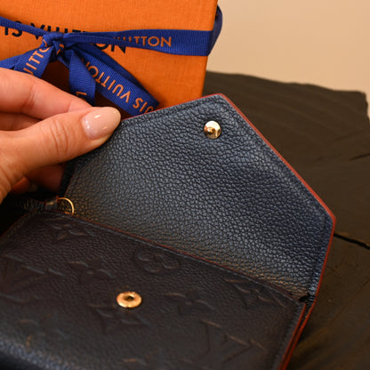 Louis Vuitton Victorine Wallet Navy Embossed Monogram Empreinte