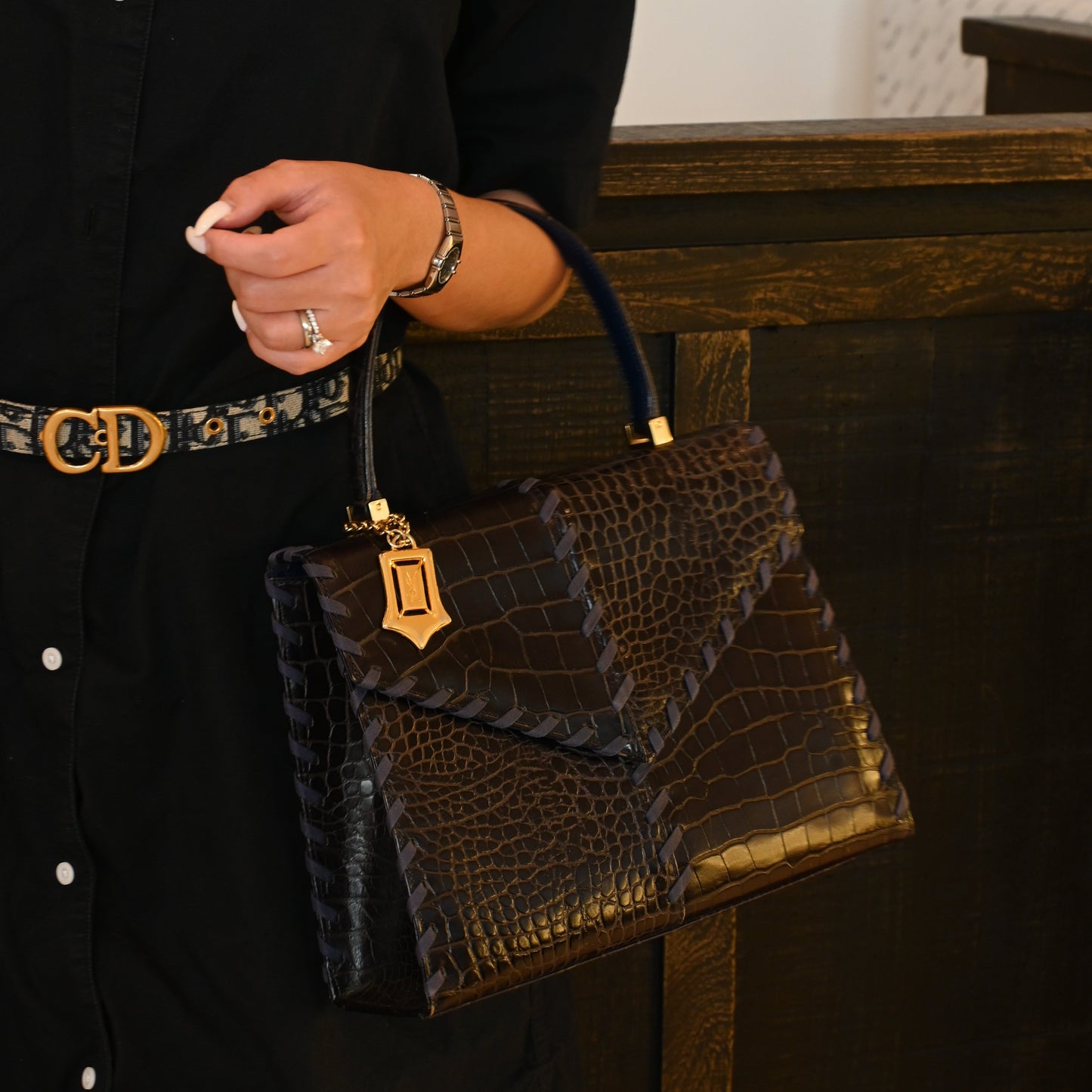 Yves Saint Laurent Crocodile Leather Tote Bag