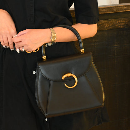 Cartier Panthere Black Leather Handbag