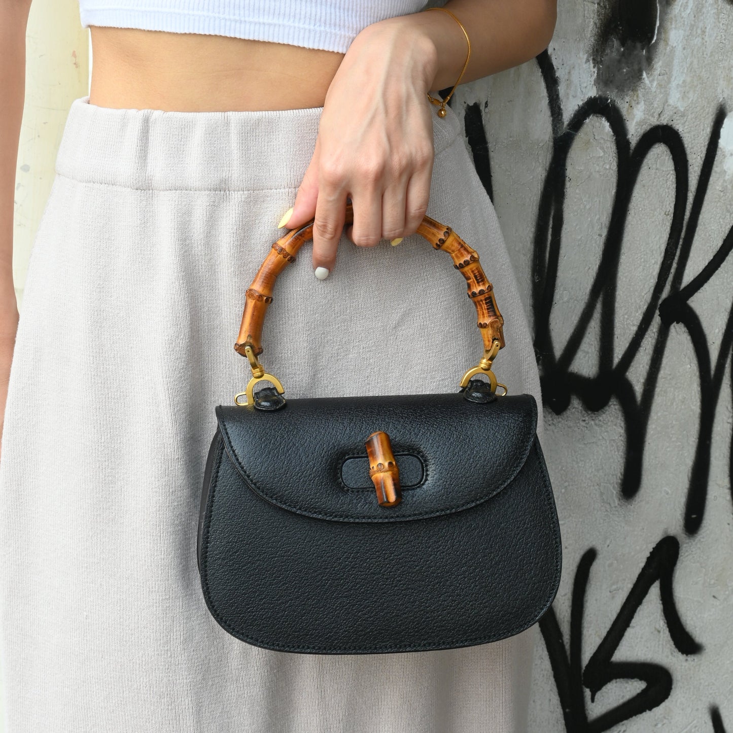 Gucci Bamboo Leather 2 Way Handbag