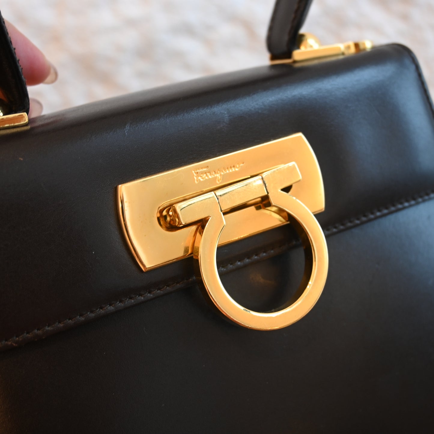 Salvatore Ferragamo Small Gancini Kelly Brown