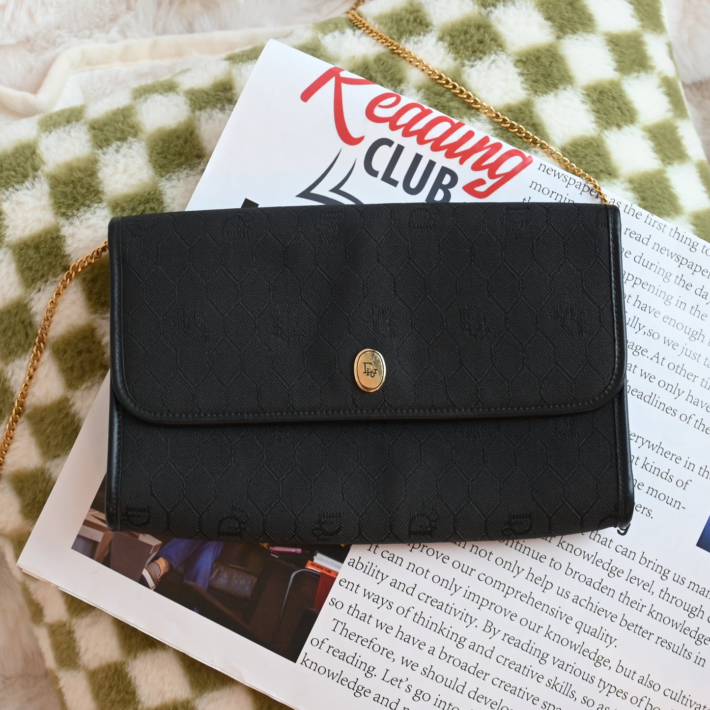 Dior Honeycomb Envelope Chain Crossbody Bag