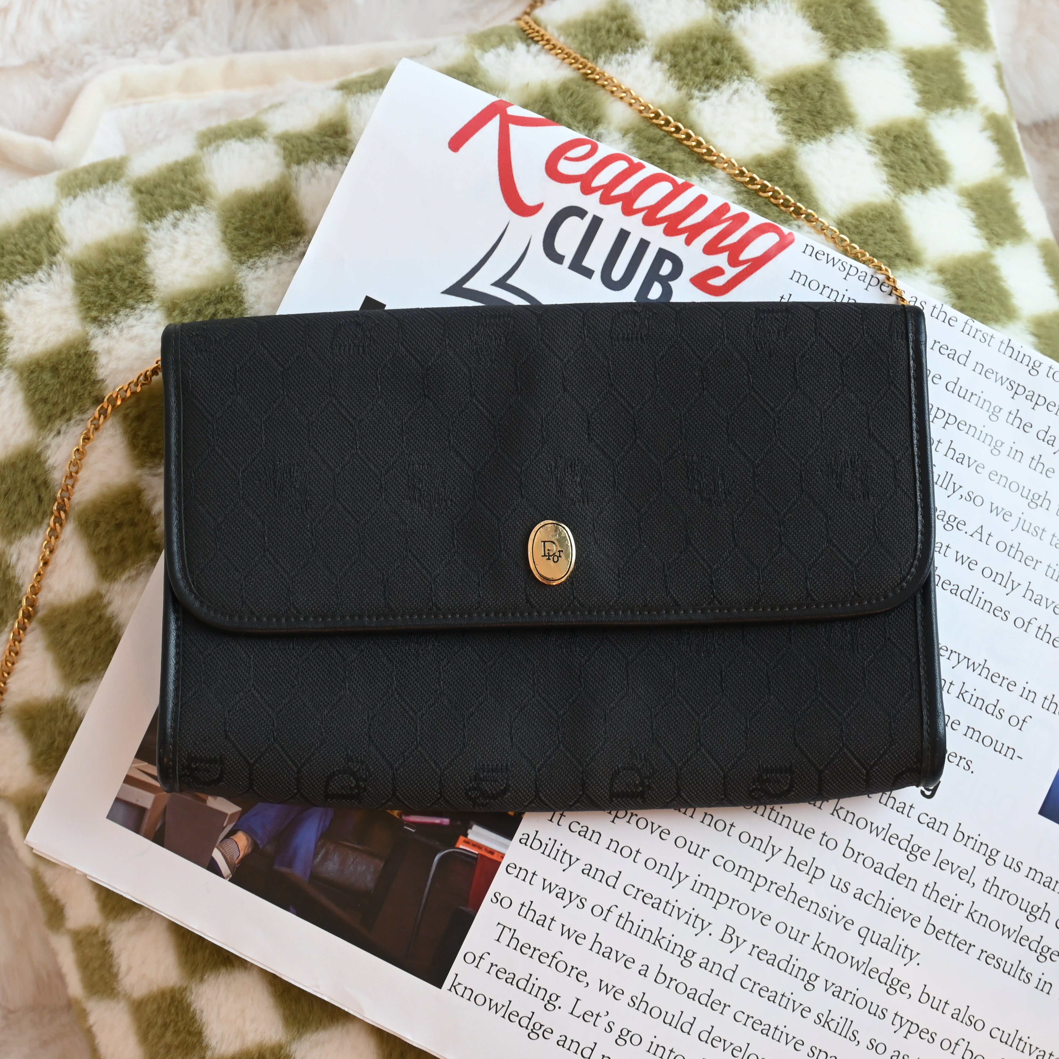 Dior Honeycomb Envelope Chain Crossbody Bag