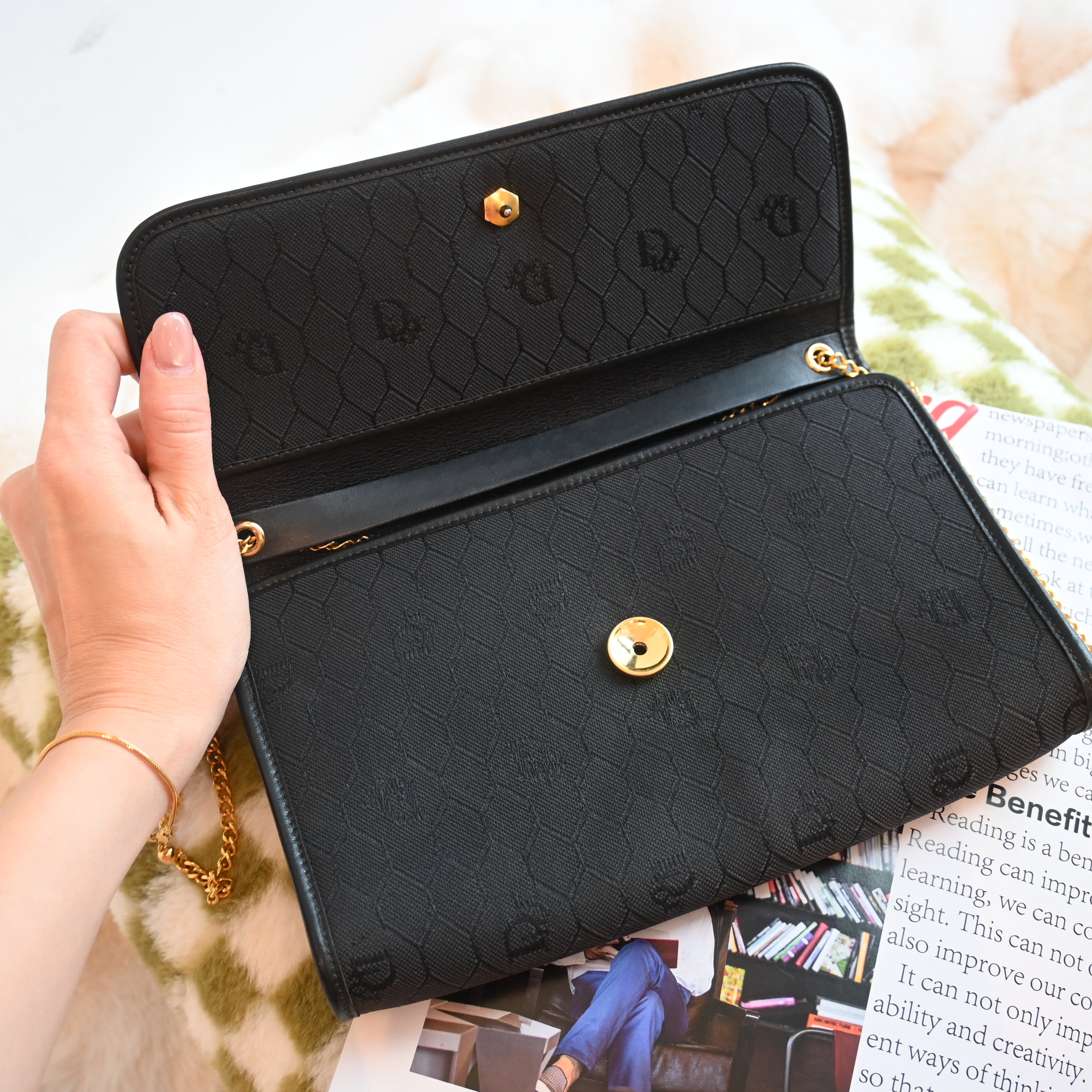 Dior Honeycomb Envelope Chain Crossbody Bag