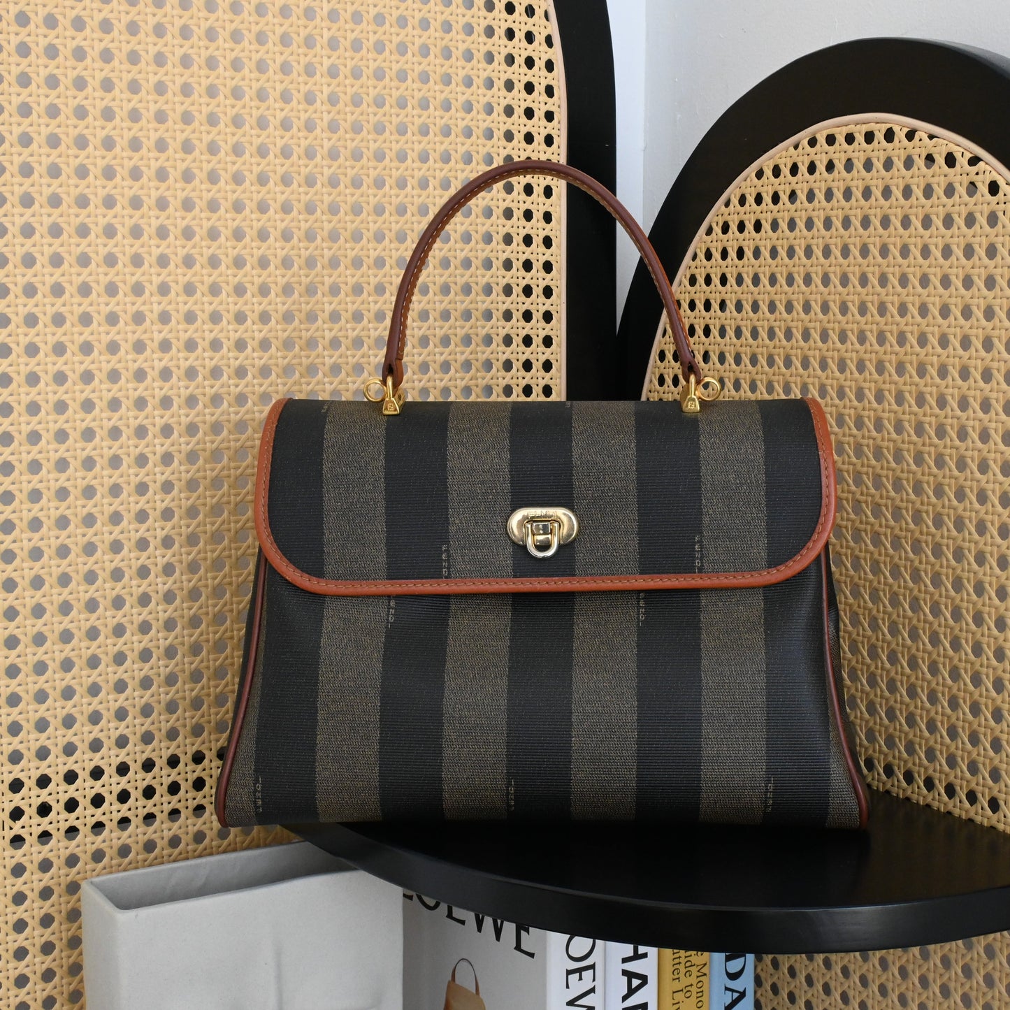 Fendi Pequin Striped Kelly Handcarry - Leluxe Vintage Sdn. Bhd.