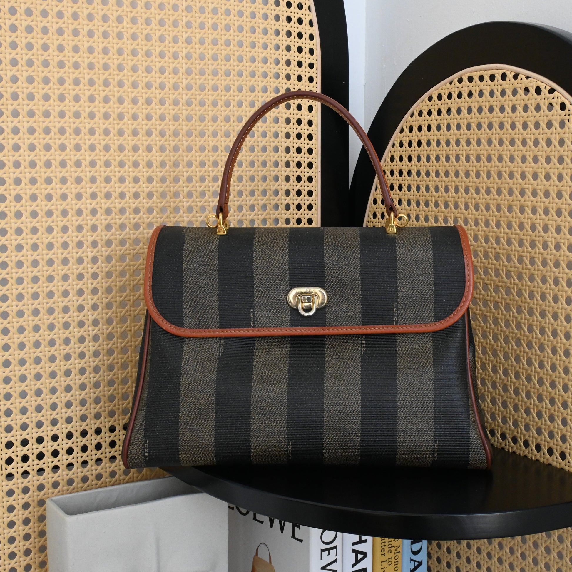 Fendi Pequin Striped Kelly Handcarry - Leluxe Vintage Sdn. Bhd.