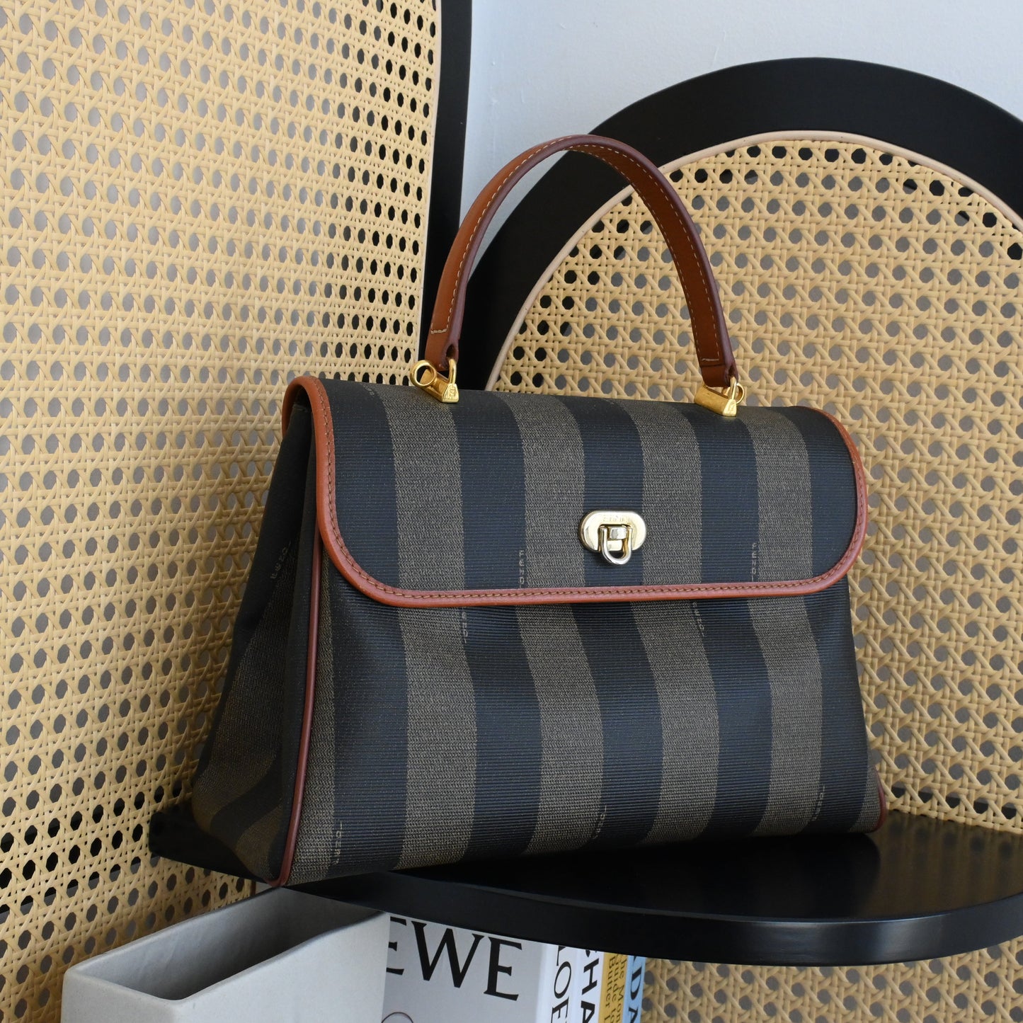Fendi Pequin Striped Kelly Handcarry - Leluxe Vintage Sdn. Bhd.
