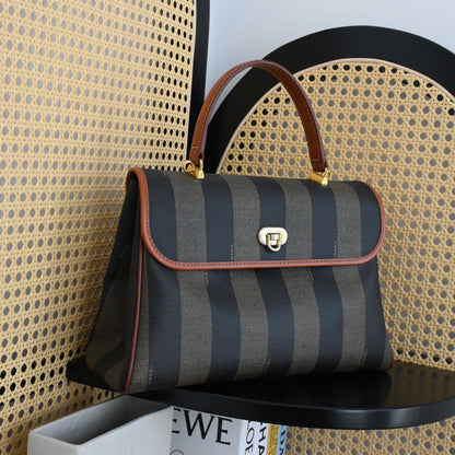 Fendi Pequin Striped Kelly Handcarry - Leluxe Vintage Sdn. Bhd.
