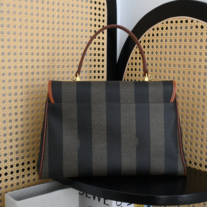 Fendi Pequin Striped Kelly Handcarry - Leluxe Vintage Sdn. Bhd.