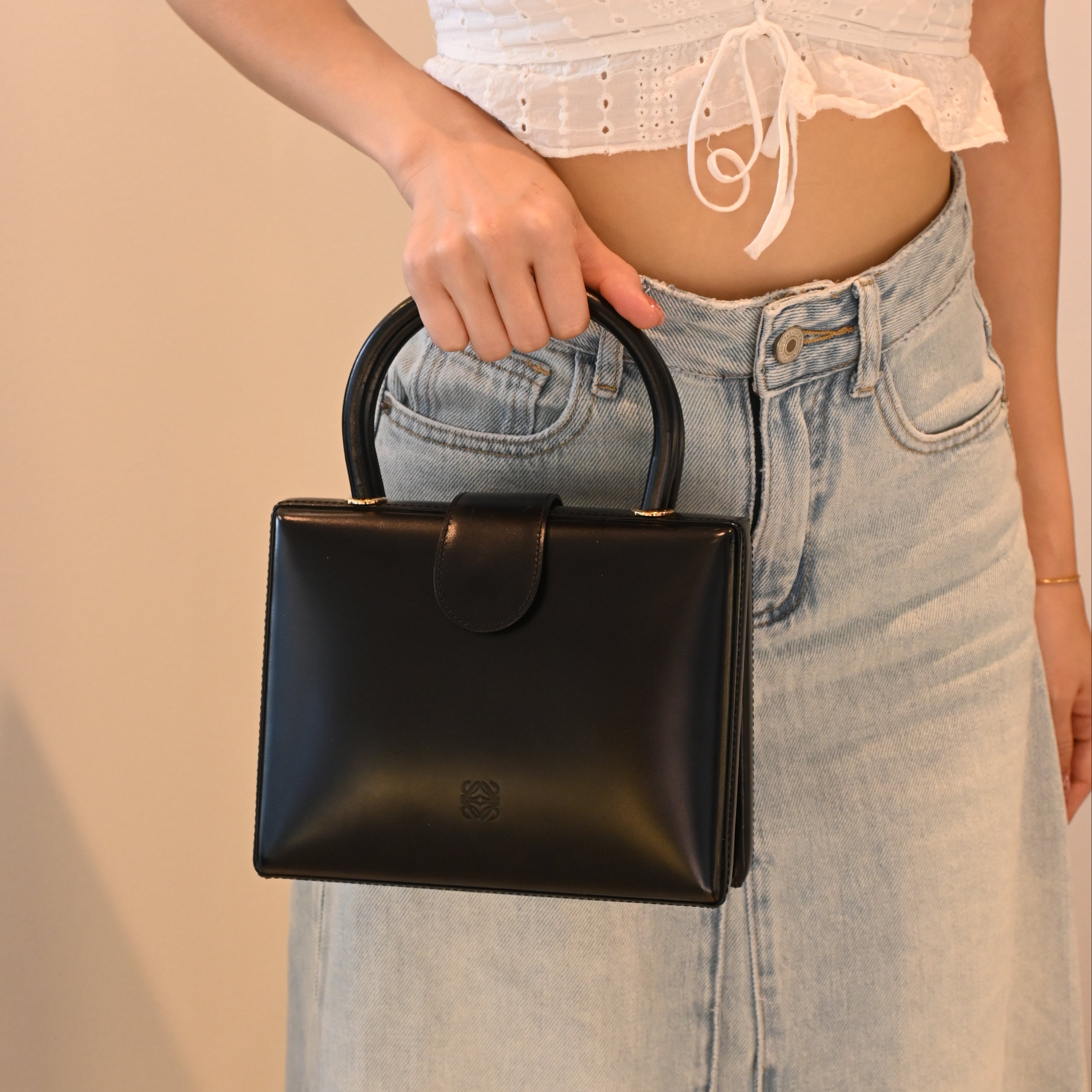 Loewe Anagram Logo Box Leather Mini Bag - Leluxe Vintage Sdn. Bhd.