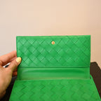 Bottega Veneta Parakeet Intrecciato Woven Nappa Leather Wallet On Strap Bag