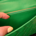 Bottega Veneta Parakeet Intrecciato Woven Nappa Leather Wallet On Strap Bag