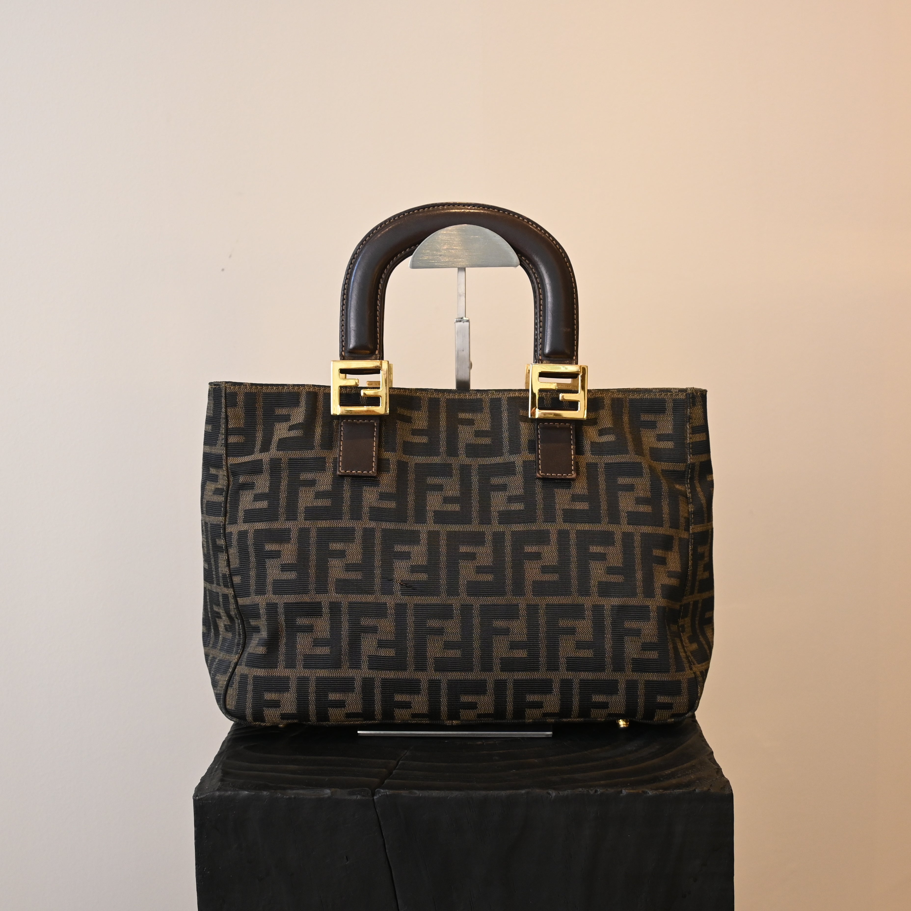 Fendi Zucca Canvas Twin Handle Tote Bag