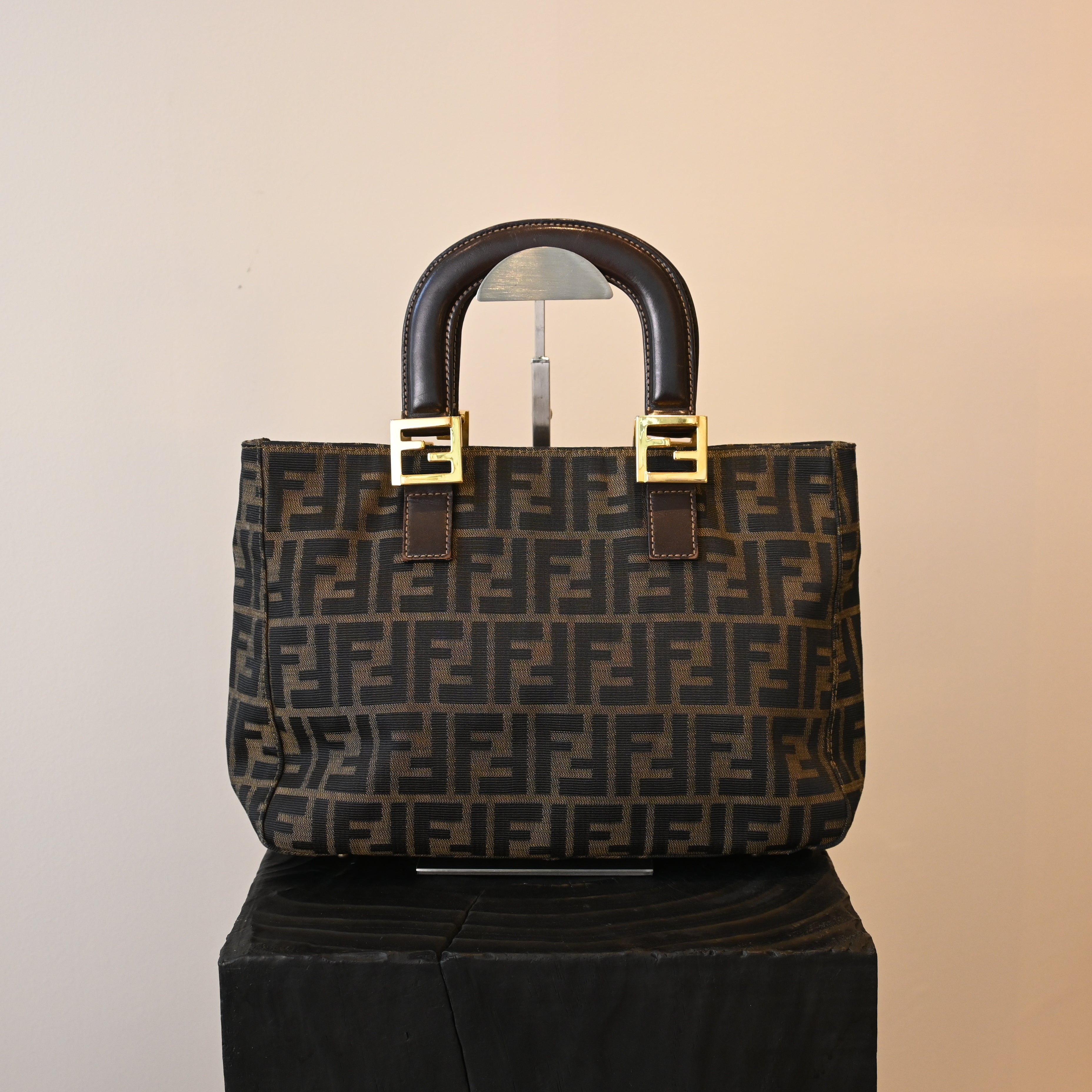 Fendi Zucca Canvas Twin Handle Tote Bag