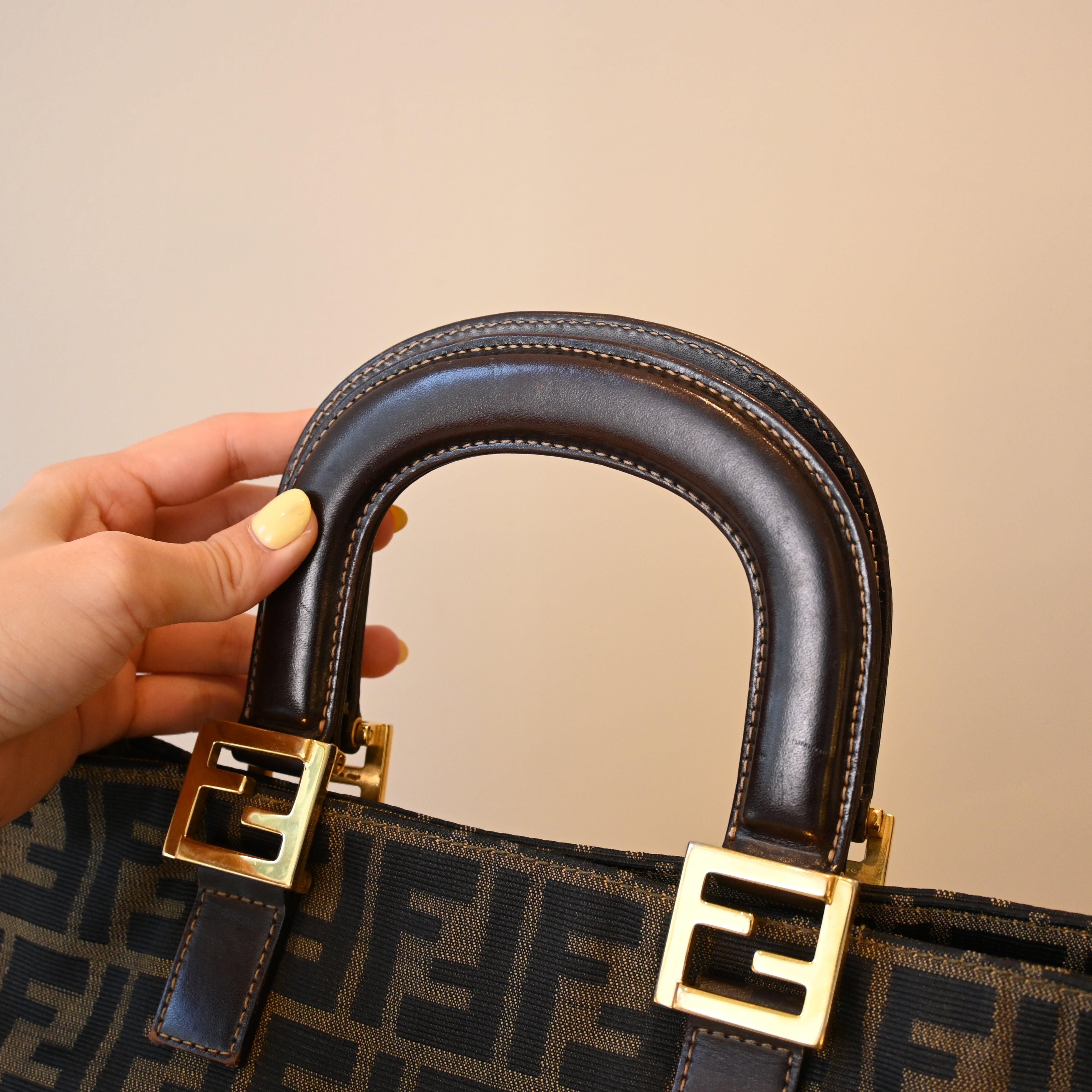 Fendi Zucca Canvas Twin Handle Tote Bag