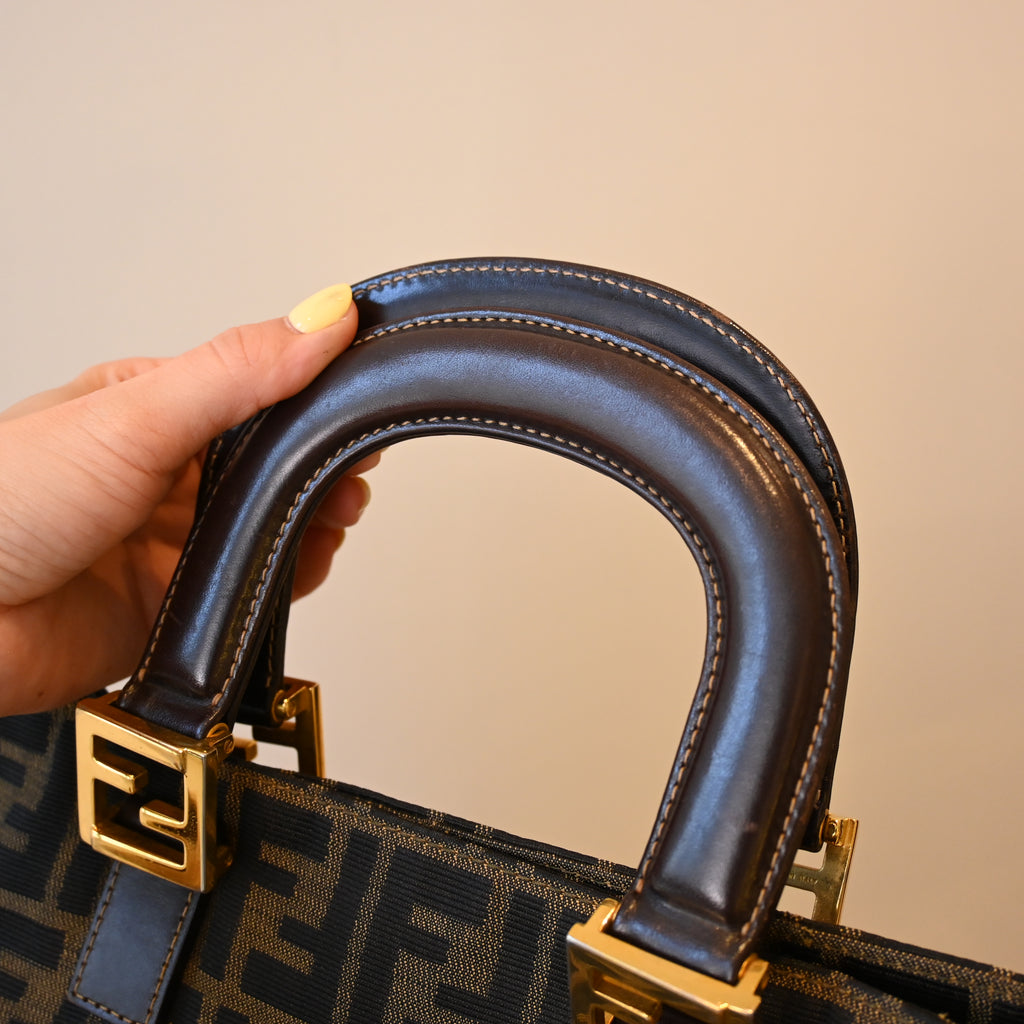 Fendi Zucca Canvas Twin Handle Tote Bag