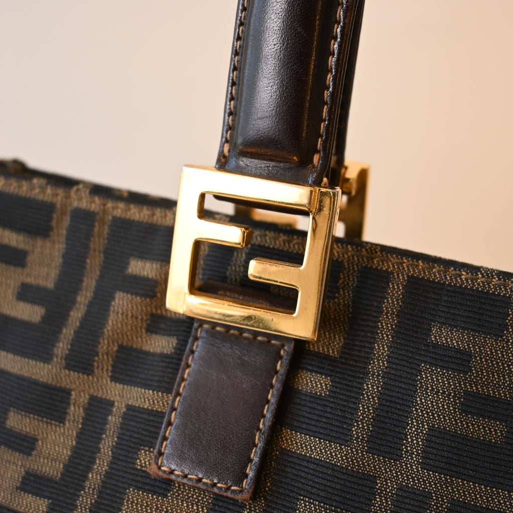 Fendi Zucca Canvas Twin Handle Tote Bag