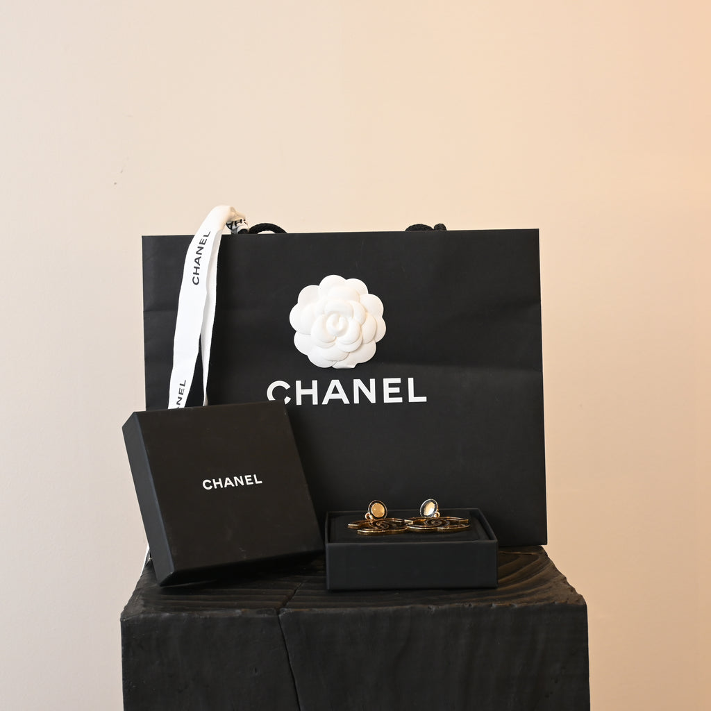 Chanel Black Enamel CC Earrings
