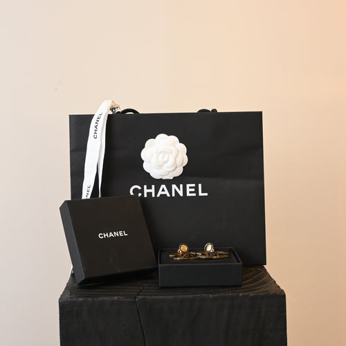 Chanel Black Enamel CC Earrings - Leluxe Vintage Sdn. Bhd.