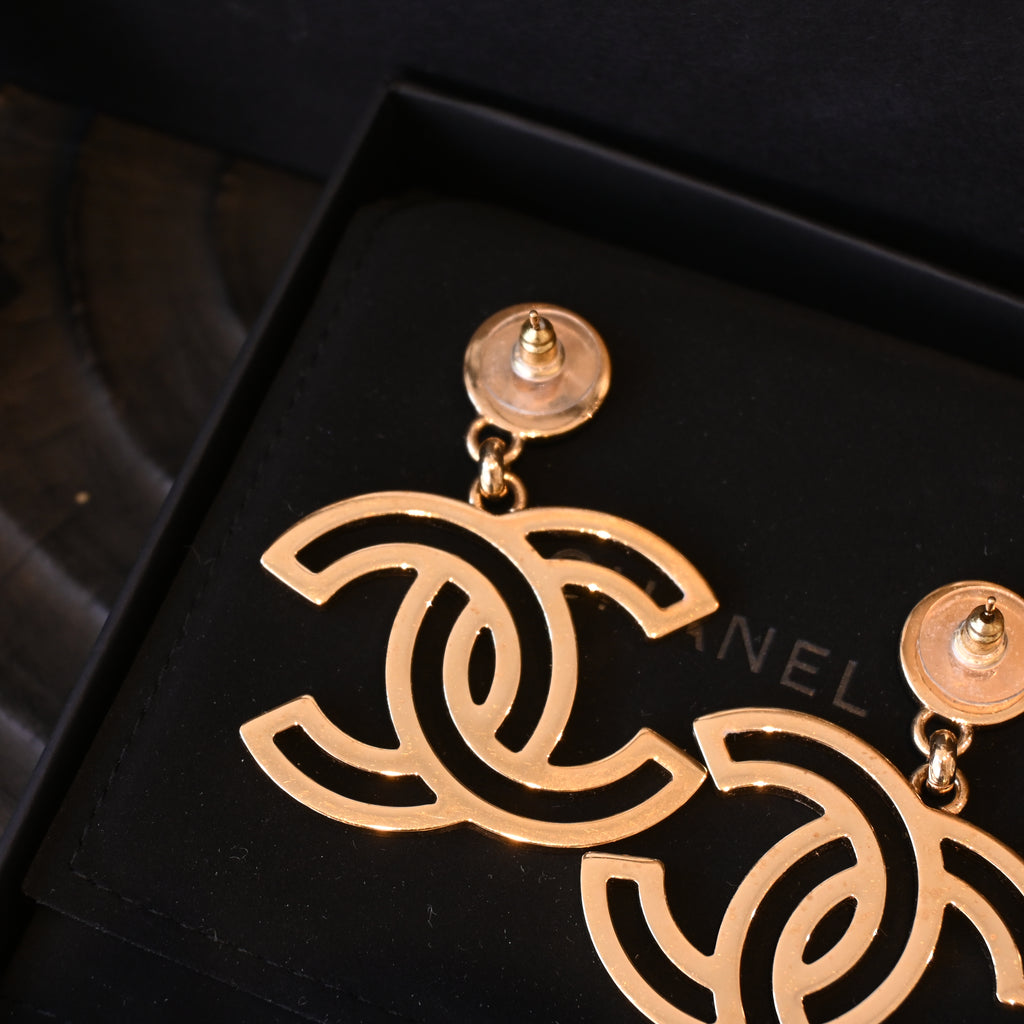 Chanel Black Enamel CC Earrings
