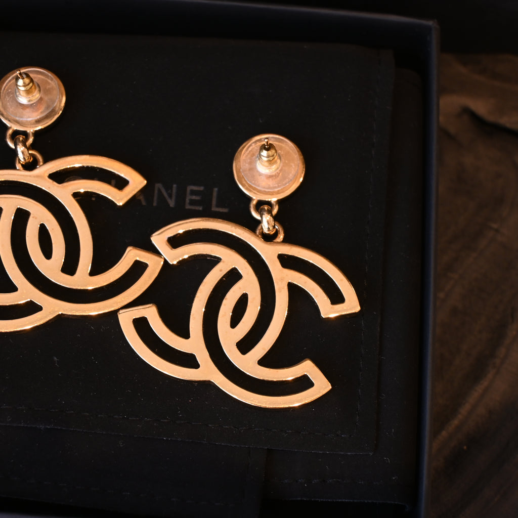 Chanel Black Enamel CC Earrings