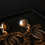 Chanel Black Enamel CC Earrings