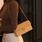 Chanel Chocolate Bar Lambskin Chain Shoulder Bag Beige GHW - Leluxe Vintage Sdn. Bhd.