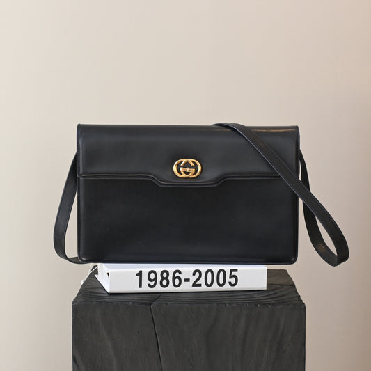 Gucci Turnlock G Navy Leather Bag