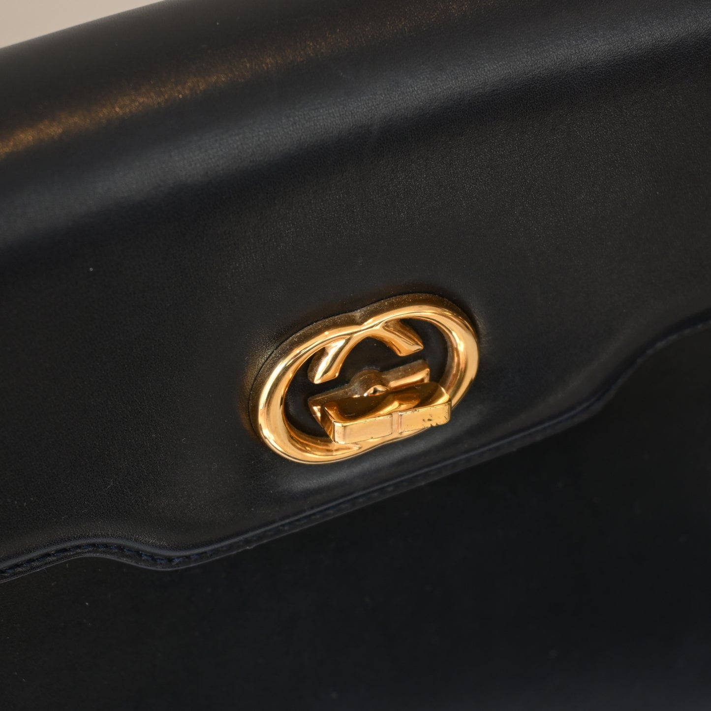 Gucci Turnlock G Navy Leather Bag