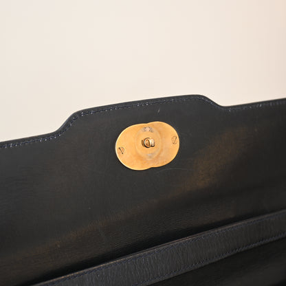 Gucci Turnlock G Navy Leather Bag