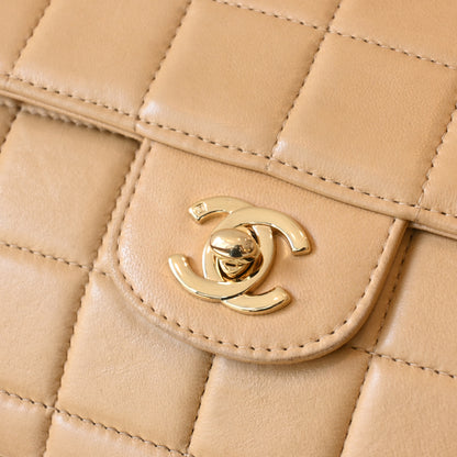 Chanel Chocolate Bar Lambskin Chain Shoulder Bag Beige GHW